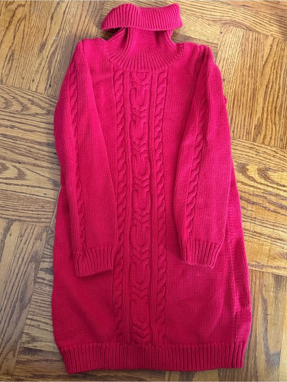 Gymboree Bright Red Cable Knit Turtleneck Sweater Dress